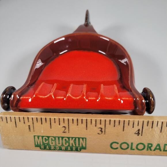 Vintage Orange and Brown Spur Ashtray with Handle, Mid-Century Modern Farmhouse - Picture 8 of 12
